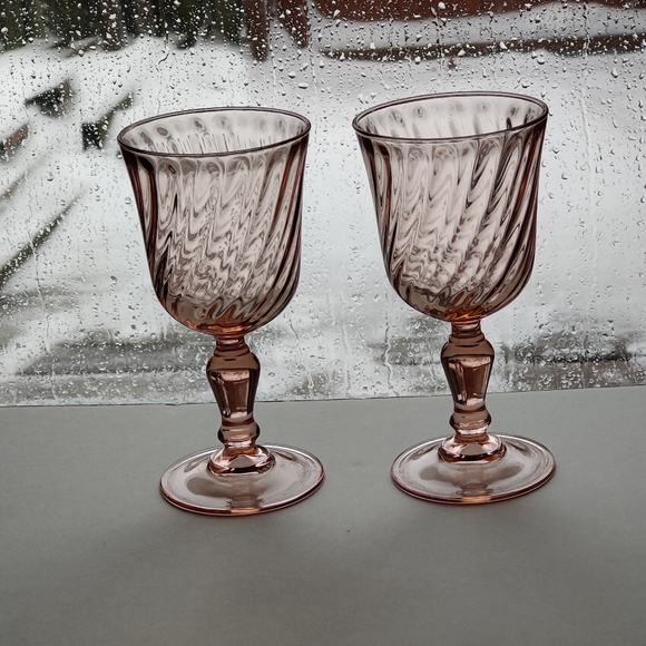 2 vintage wine 🍷 glasses | Rosaline Pink Swirl 🍥🩷 | Cristal D'arques - Durand - Picture 3 of 10